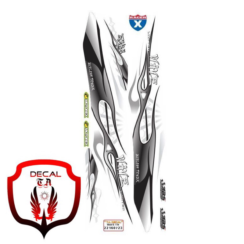 Tem WAVE 110 mẫu lửa xích cháy dán xe trắng tem 4 lớp chống nước