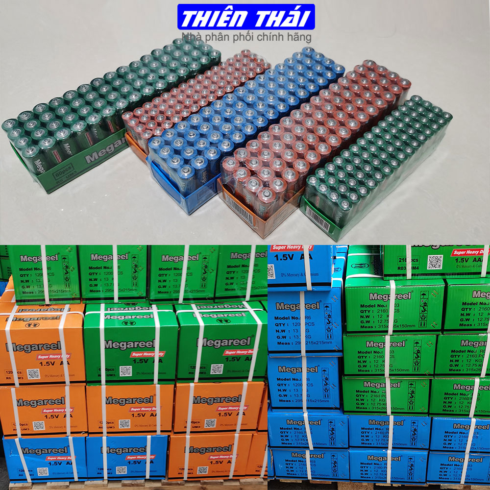 Hộp 60 viên pin Megareel AA, AAA ,pin carbon,pin than,pin Megareel,Pin SealPower,Pin Tiểu,Pin Đũa,1.5V