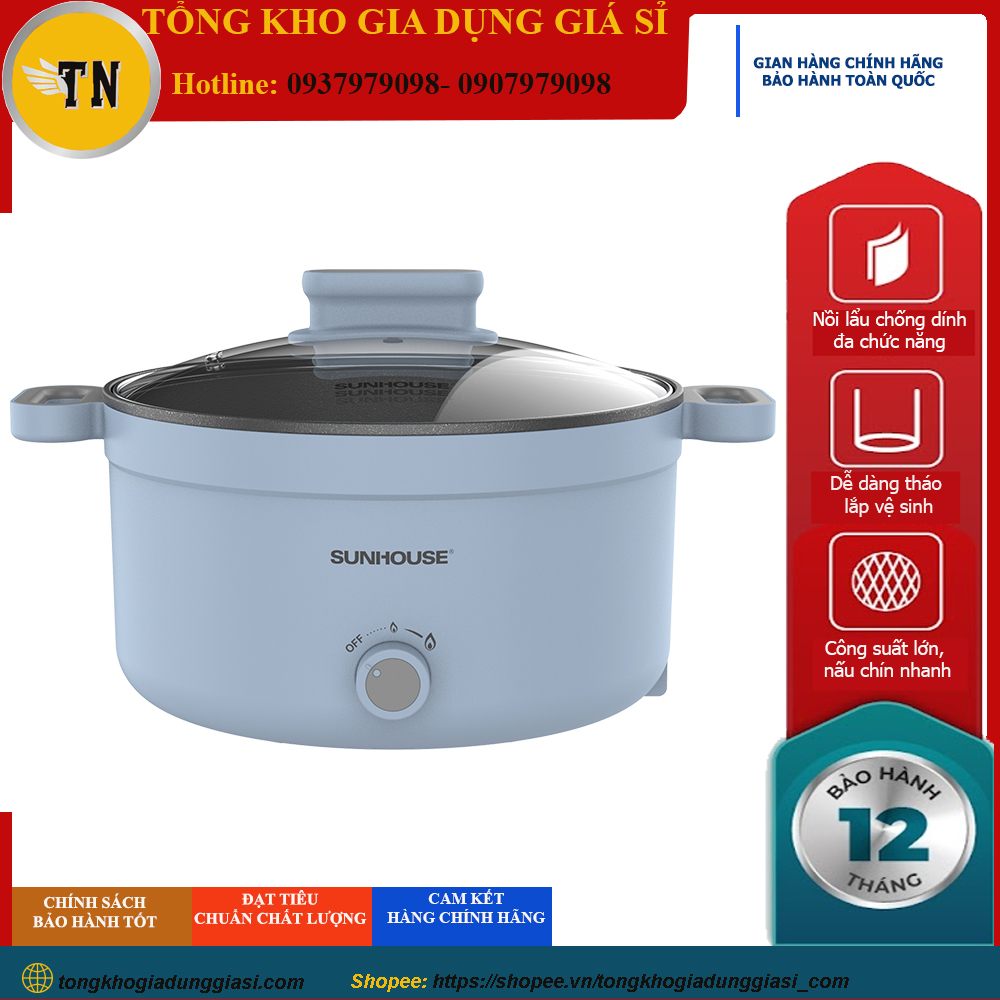 Nồi lẩu điện đa năng 3.5L SUNHOUSE SHD4528, bếp lẩu mini gia đình, an toàn tiện lợi