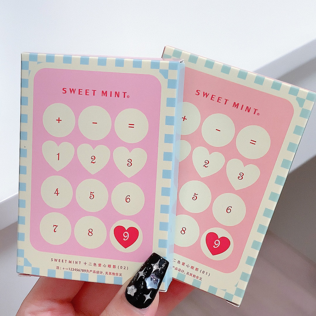 Bảng phấn mắt SWEET MINT 12 trái tim ô makeup tone cam hồng đào