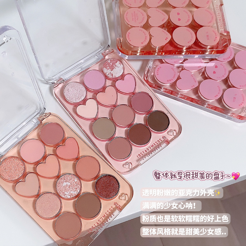 Bảng phấn mắt SWEET MINT 12 trái tim ô makeup tone cam hồng đào