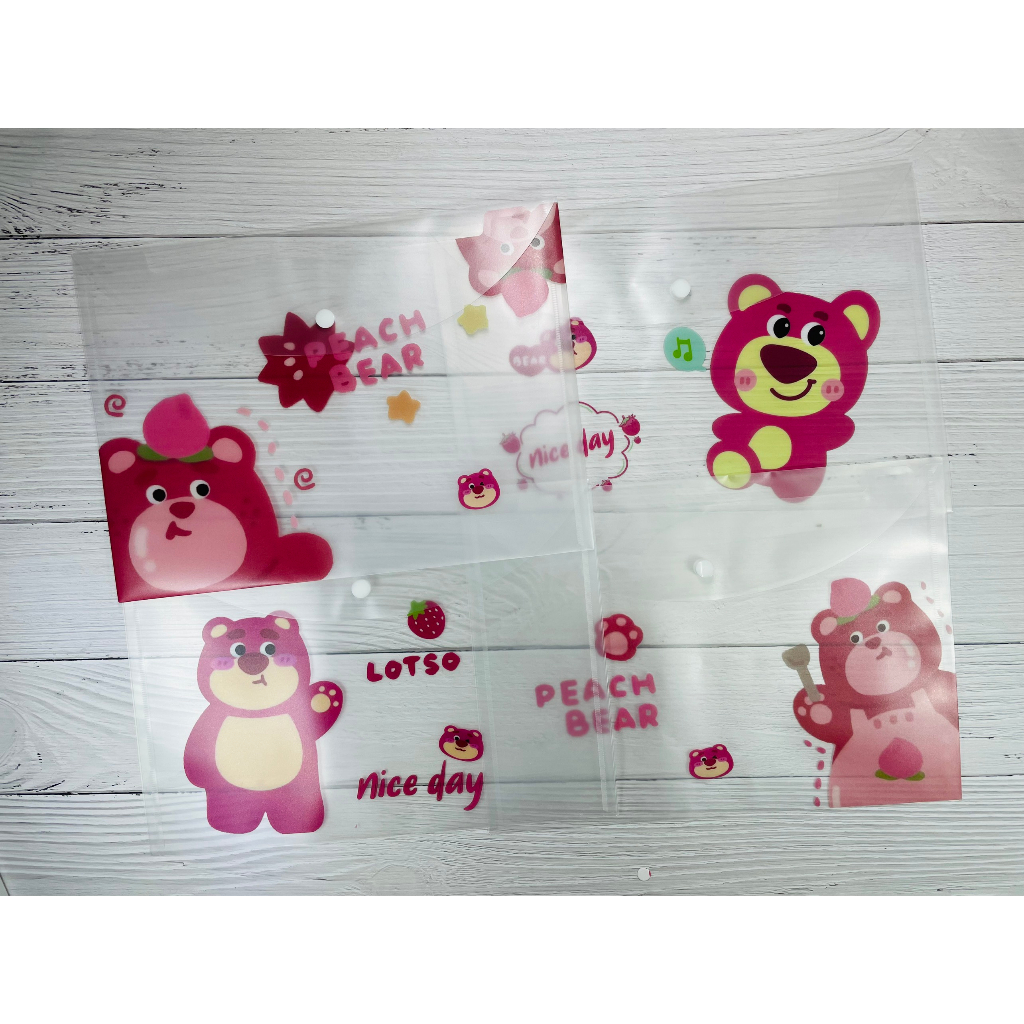 Bìa Nút Nằm Ngang Gấu Dâu Khổ A4, Bìa Nút Hoạt Hình Sanrio, Bìa Đựng Hồ Sơ, Túi Đựng Tài Liệu Nút Bấm