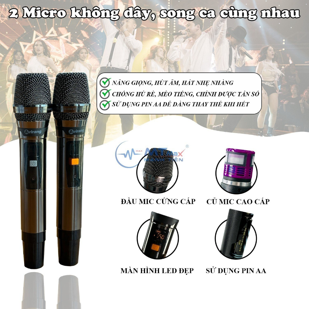 Loa xách tay Karaoke Arirang Classic 1 - 3 Loa 3 Đường Tiếng, Đỉnh Cao Âm Thanh Thế Hệ Mới, Tặng Kèm 2 Micro Cao Cấp