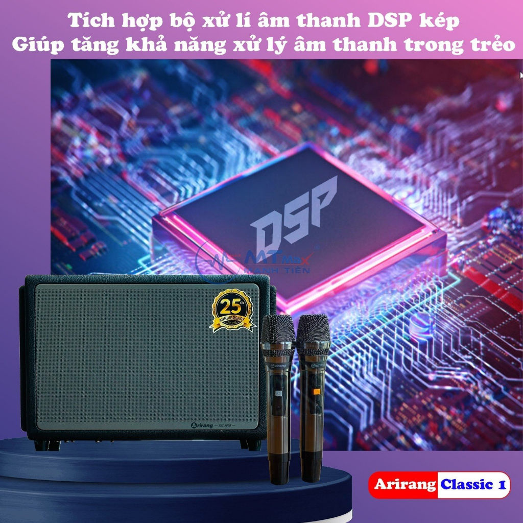Loa xách tay Karaoke Arirang Classic 1 - 3 Loa 3 Đường Tiếng, Đỉnh Cao Âm Thanh Thế Hệ Mới, Tặng Kèm 2 Micro Cao Cấp