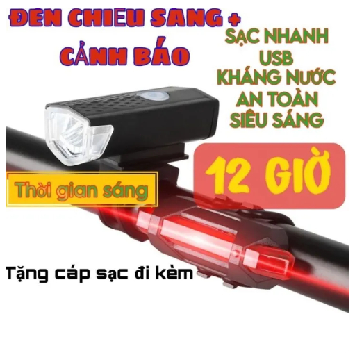 Đèn xe đạp thể thao USB Và Đèn Hậu Sáng Nhiều Chế Độ,Đèn Pin Xe Đạp Siêu Sáng Chống Nước,Đèn Pha LED Sạc USB Chuyên Dụng