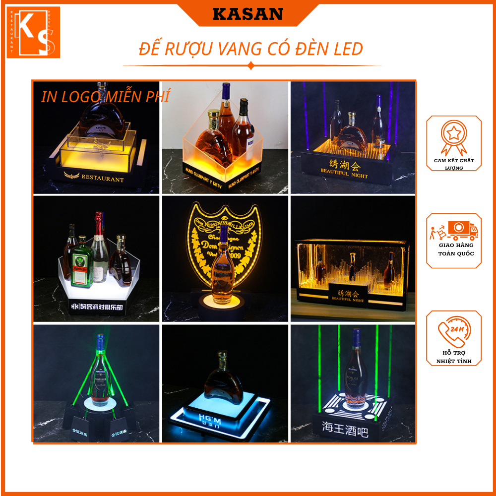 Đế để rượu có đèn LED trang trí quầy bar KTV khách sạn, kệ, giá để rượu trưng bày cho Showroom rượu