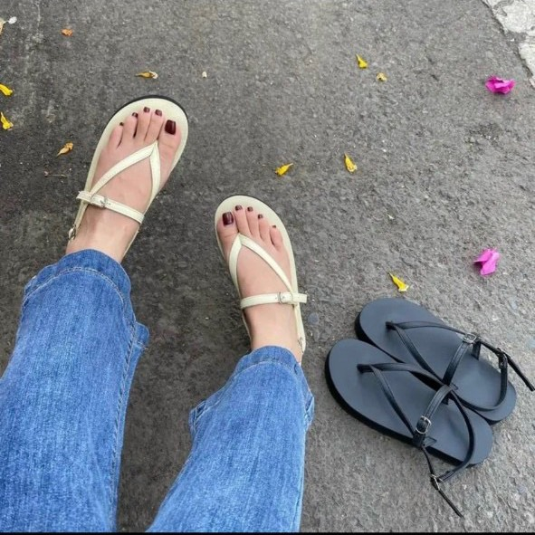 Dép Sandal Dây Mảnh Xỏ Ngón chữ A Đế Xuồng - GIÀY DÉP ĐI HỌC NỮ