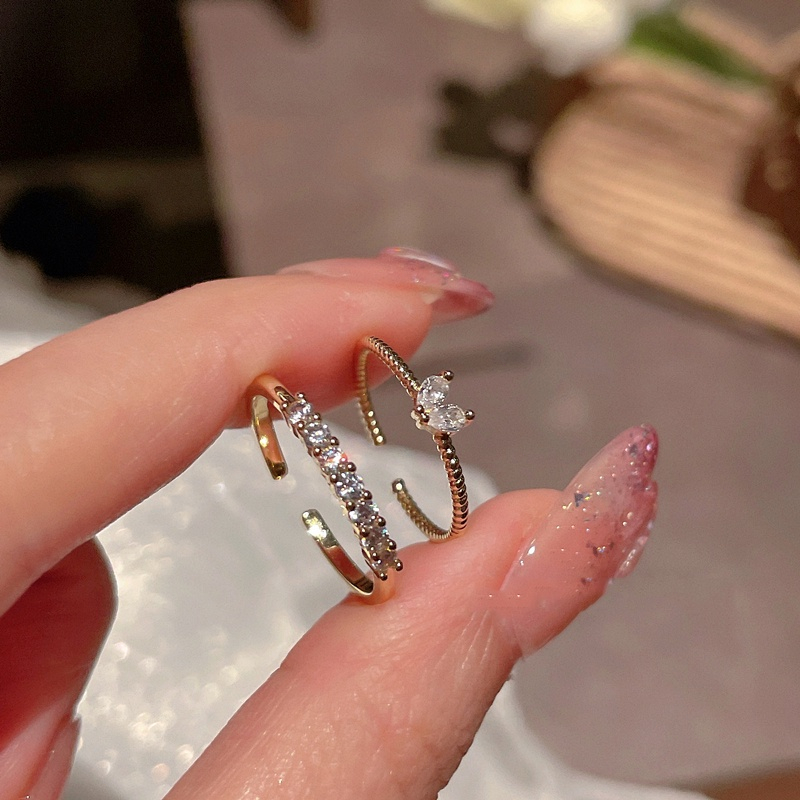 🥟ice🥟Nhẫn Hình Trái Tim Đính Đá Zircon Phong Cách Hàn Quốc Cho Nữ