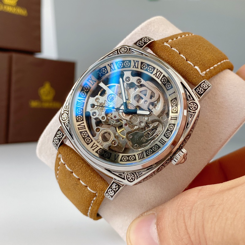 Đồng hồ nam MOHDNE cơ tự động với thiết kế trẻ trung năng động, nhìn xuyên thấu bộ máy cơ cực chất