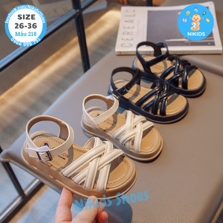Sandal dây đan chéo quai hậu cho bé gái đi học