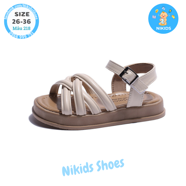 Sandal dây đan chéo quai hậu cho bé gái đi học