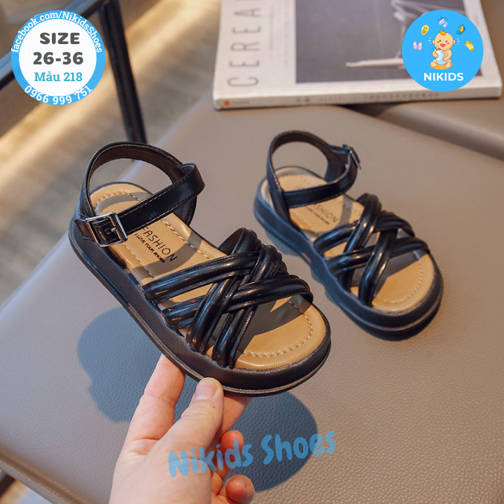 Sandal dây đan chéo quai hậu cho bé gái đi học