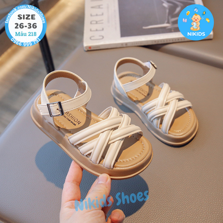 Sandal dây đan chéo quai hậu cho bé gái đi học