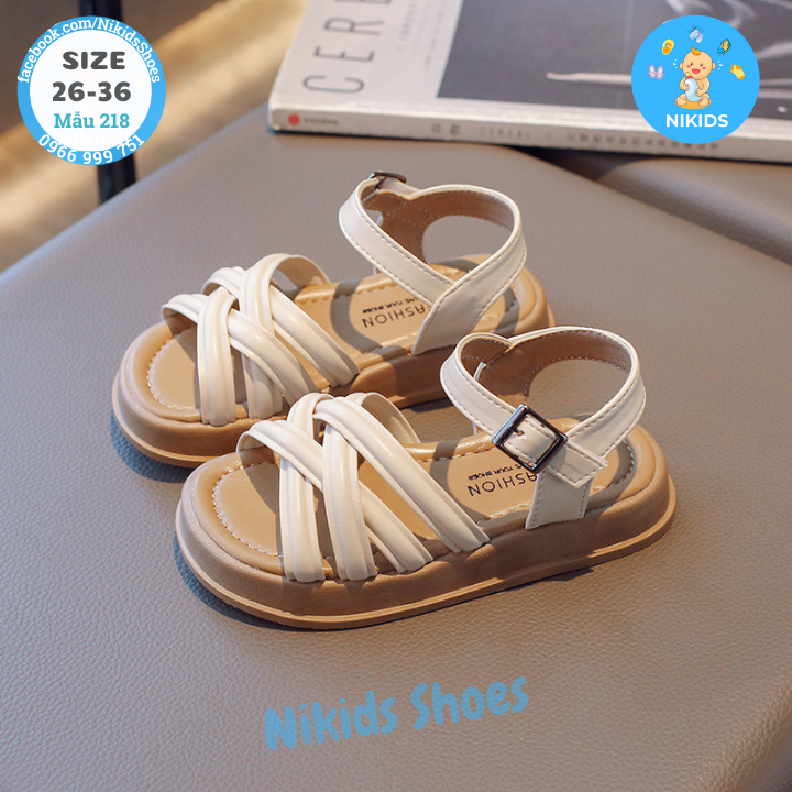 Sandal dây đan chéo quai hậu cho bé gái đi học