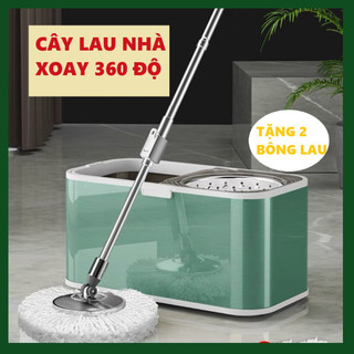 Chổi Lau Nhà Tự Vắt 360 Độ,Cây Lau Nhà Inox 304 Cao Cấp Tặng Kèm 2 Bông Lau - S220 + 01 Bàn Chải Quần Áo