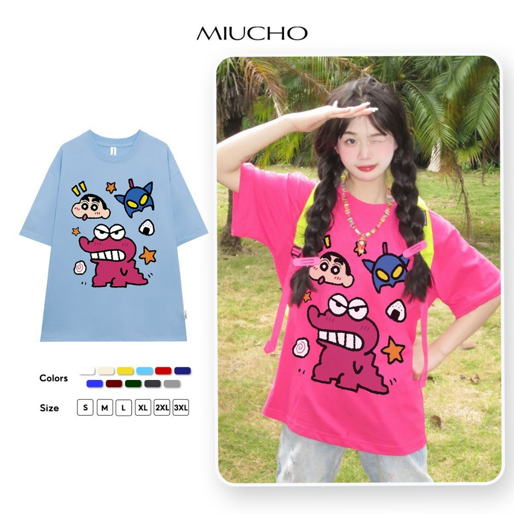 Áo thun nữ form rộng ATD224 Miucho cotton spandex in Artwork