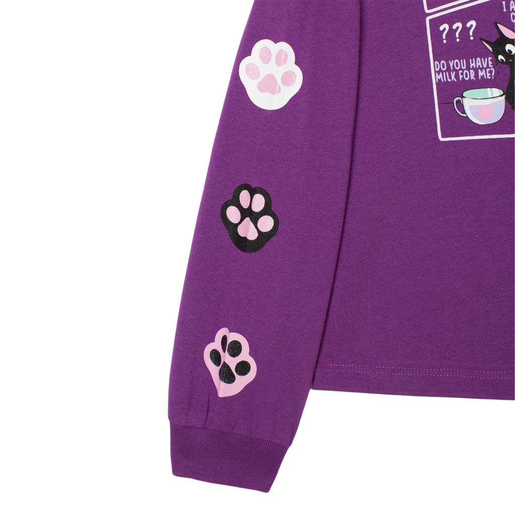 Áo dài tay bé gái xuất dư, áo thu đông cổ cao cho trẻ em chất cotton in hình cute