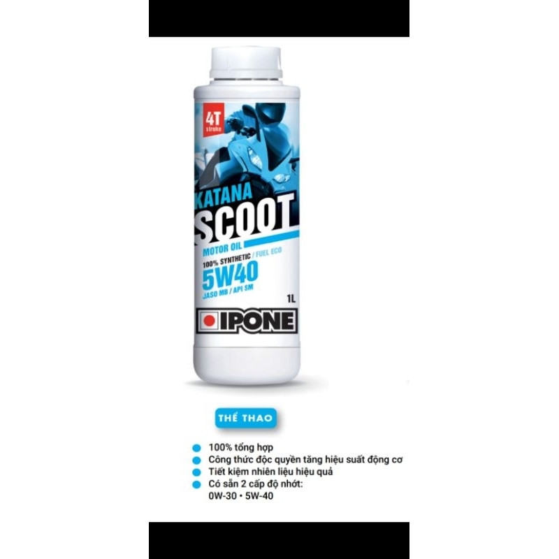 NHỚT XE TAY GA IPONE KATANA SCOOT 5W40 TỔNG HỢP 100% MIỄN PHÍ NHỚT LÁP AUTO X