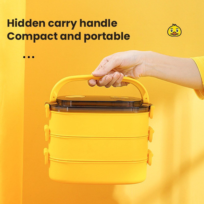 Hộp Cơm Giữ Nhiệt 2 Tầng 3 Tầng Inox 304 Vịt U-DUCK Phong Cách Nhật Bản Cao Cấp Chống Tràn
