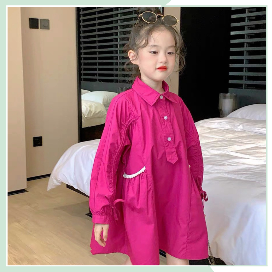 Đầm sơ mi dài tay, váy babydoll cho bé gái đi học đi chơi VBG117