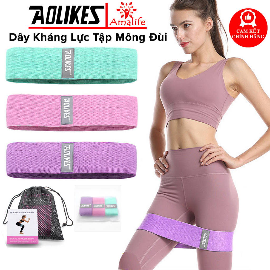 Dây Kháng Lực Tập Mông Trái Đào Mini Band Chính Hãng Aolikes AL3604 Dây Đàn Hồi Tập Chân, Đùi, Mông miniBand Không Xoắn