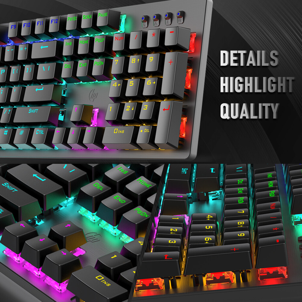 QQLH Store Bàn Phím Cơ Chính Hãng HP GK100F 104 Phím Chống Xung Đột Bàn Phím Chơi Game Có Đèn Nền Kết Hợp Có Dây