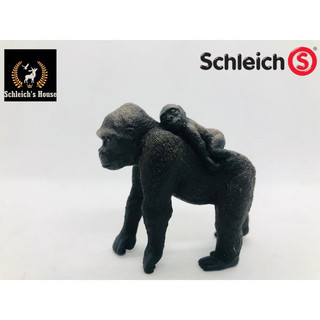 Mô hình động vật , đồ chơi con vật Schleich chính hãng Khỉ đột Gorilla mẹ cõng con 14662 - Schleich House