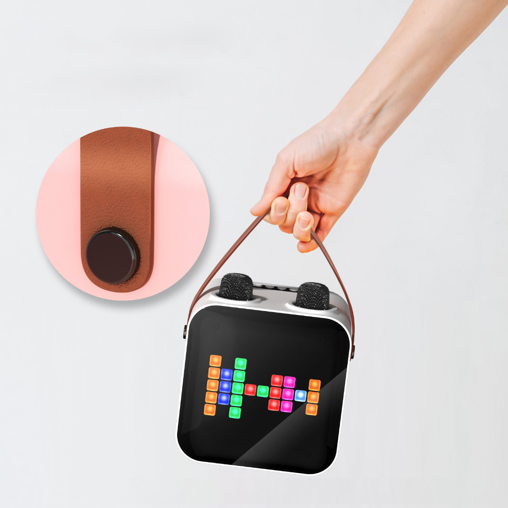 Loa Karaoke Mini SP-100 LED RGB Kèm 2 Micro Không Dây