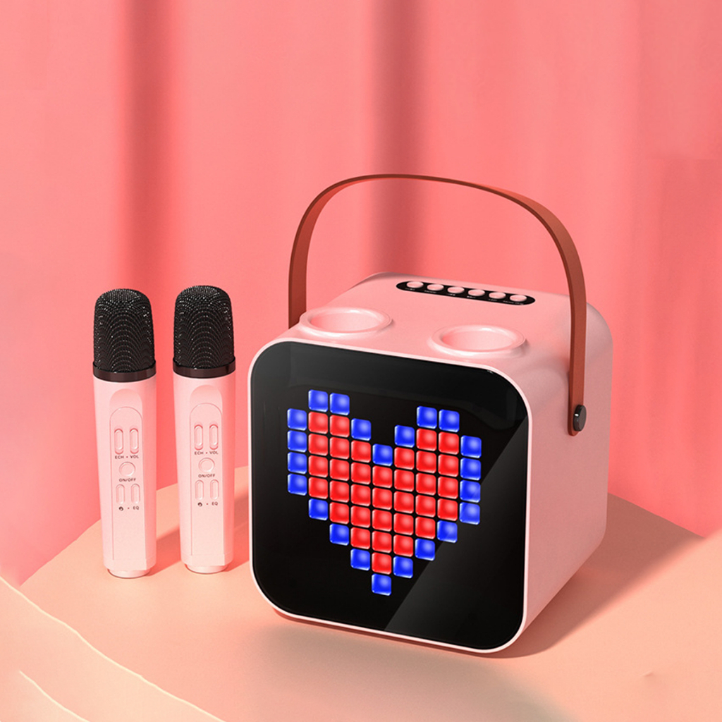 Loa Karaoke Mini SP-100 LED RGB Kèm 2 Micro Không Dây