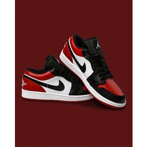 Giày thể thao nam nữ trắng đỏ giày AIR JORDAN 1 LOW BRED TOE _ jordan 1 real fullbox FLEX SHOP
