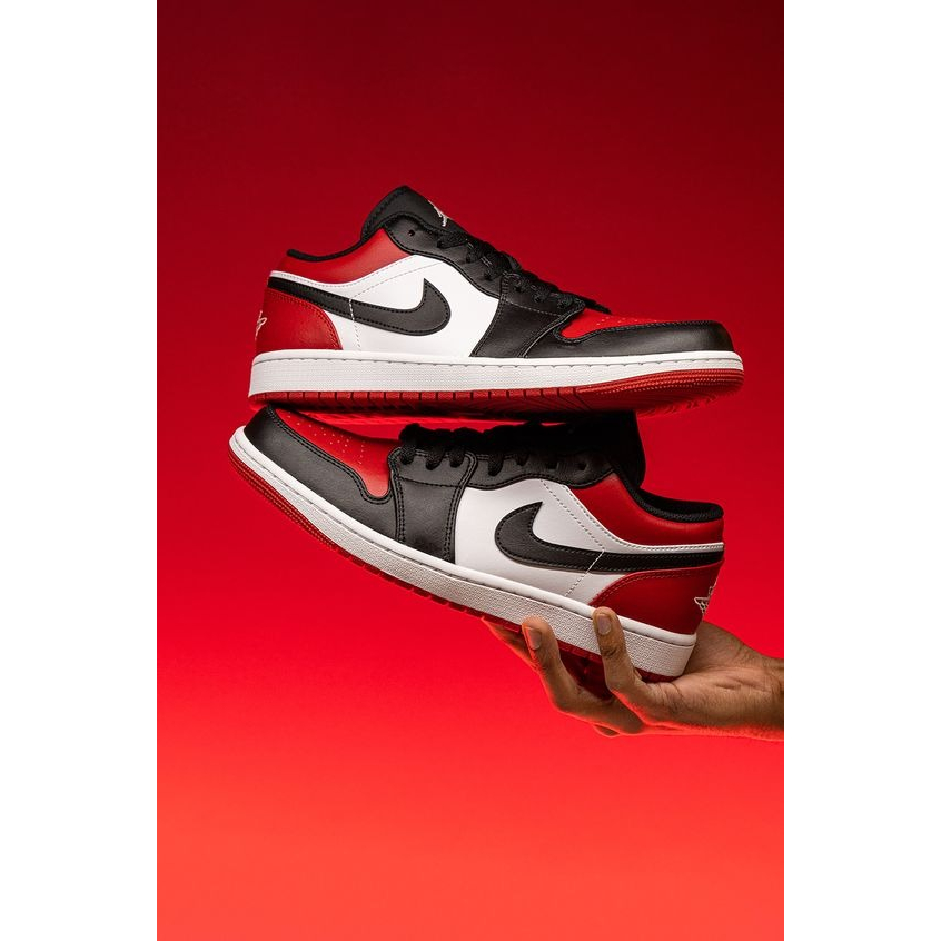Giày thể thao nam nữ trắng đỏ giày AIR JORDAN 1 LOW BRED TOE _ jordan 1 real fullbox FLEX SHOP