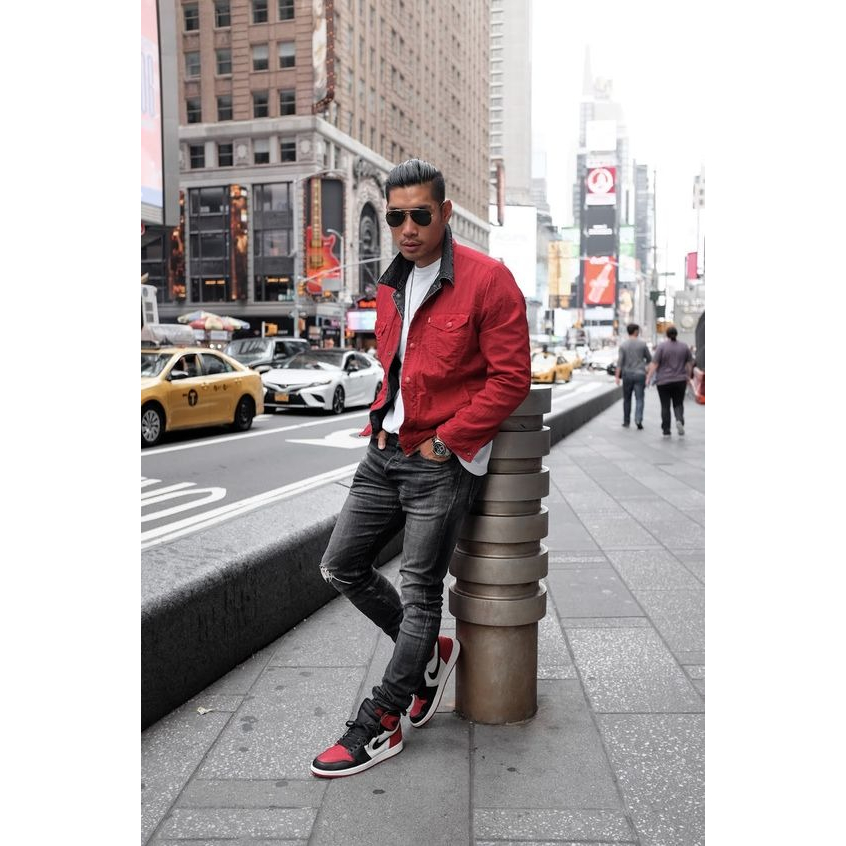 Giày thể thao nam nữ trắng đỏ giày AIR JORDAN 1 LOW BRED TOE _ jordan 1 real fullbox FLEX SHOP