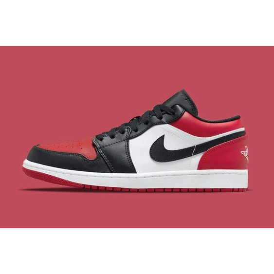 Giày thể thao nam nữ trắng đỏ giày AIR JORDAN 1 LOW BRED TOE _ jordan 1 real fullbox FLEX SHOP