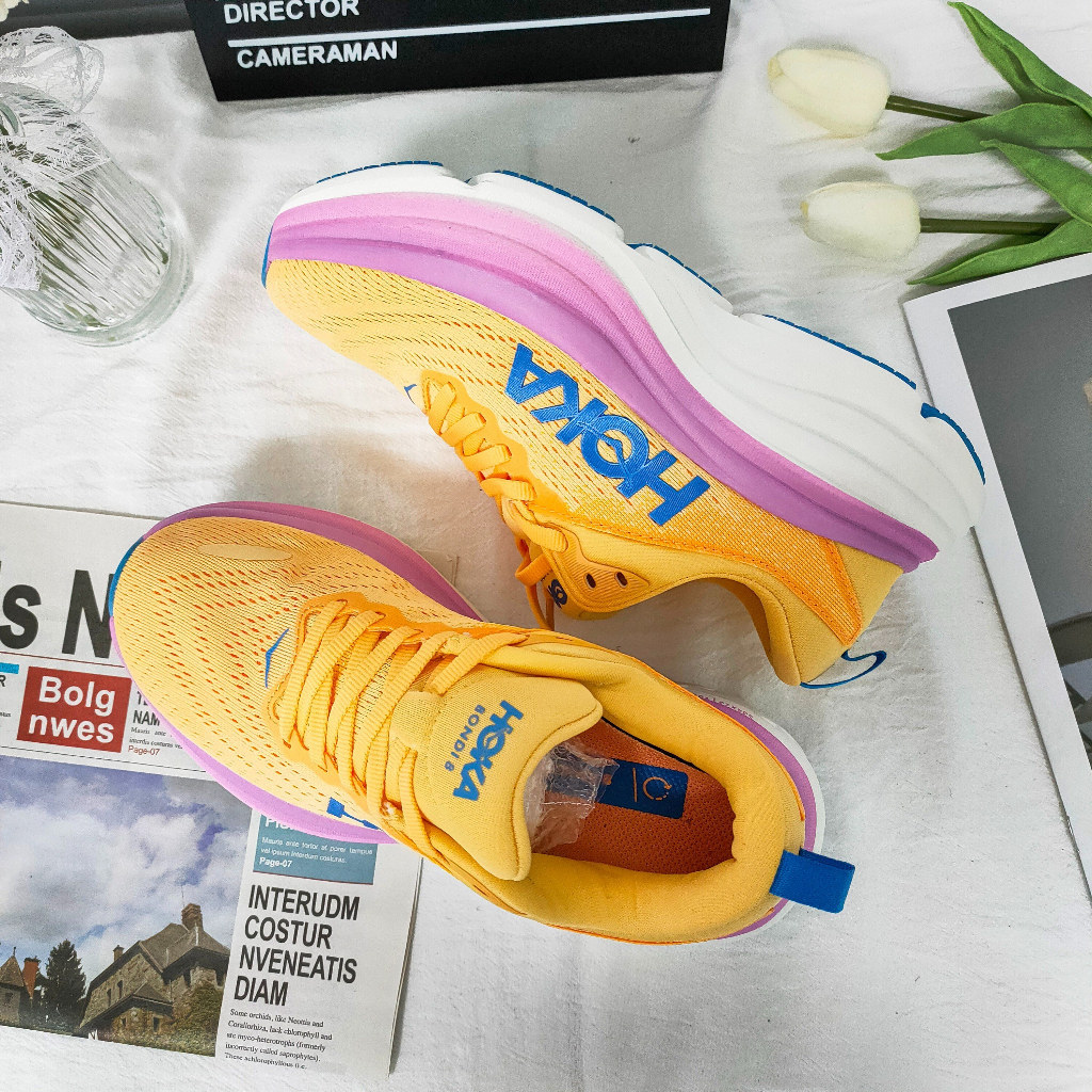 Giày_ Women's Hoka Bondi 8, Giày Chạy Thể Thao Nữ Hoka Thoáng Khí Thời Trang Dành Cho Nữ