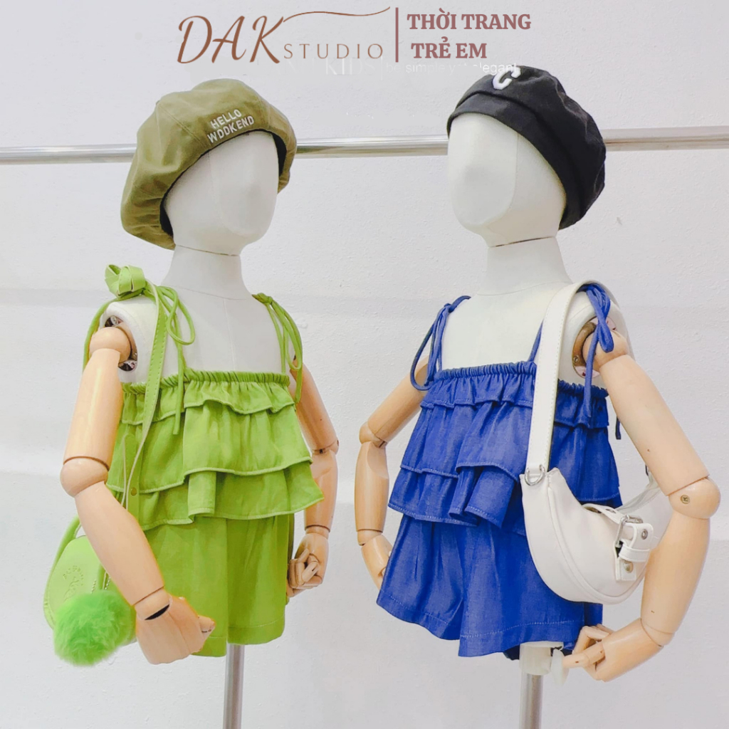 Set áo dây cho bé quần ngắn hai màu DAK STUDIO