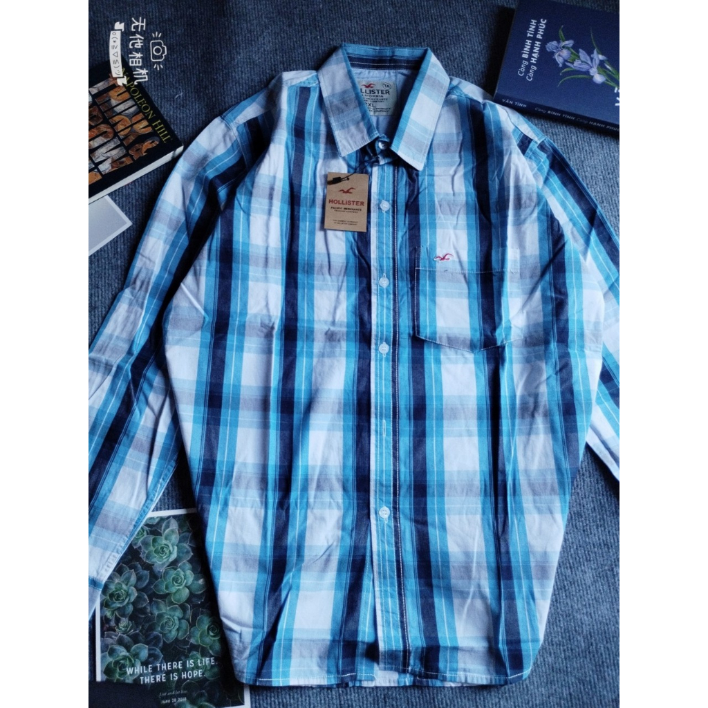 Áo sơ mi nam Caro tay dài vải Cotton chất vải dày mềm loại áo sơ mi nam Hollister fom rộng đường may tinh tế ASTN40