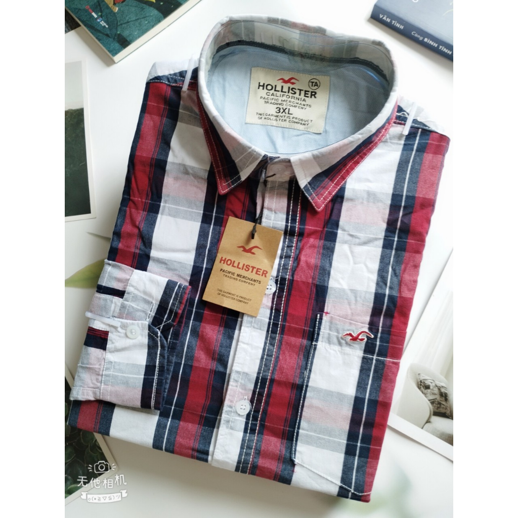 Áo sơ mi nam Caro tay dài vải Cotton chất vải dày mềm loại áo sơ mi nam Hollister fom rộng đường may tinh tế ASTN40