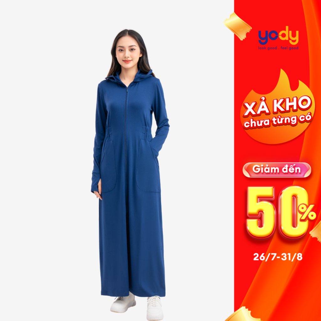 [SALE 50%]Áo nắng dáng dài YODY áo khoác có mũ chống tia UV dày dặn thoáng mát bao tay dài mềm min an toàn ACN6002 | BigBuy360 - bigbuy360.vn