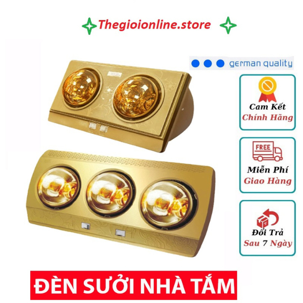 Đèn sưởi nhà tắm treo tường 2 bóng 3 bóng cao cấp, Bóng đèn sưởi nhà tắm làm nóng nhanh hàng loại 1 đui sứ chống cháy