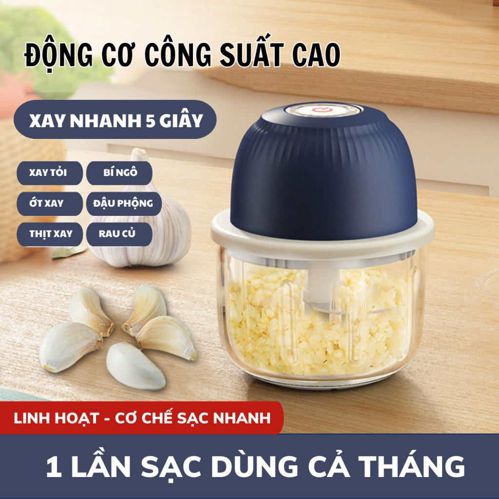 Máy xay mini không dây đa năng, xay tỏi ớt, rau củ, thịt...