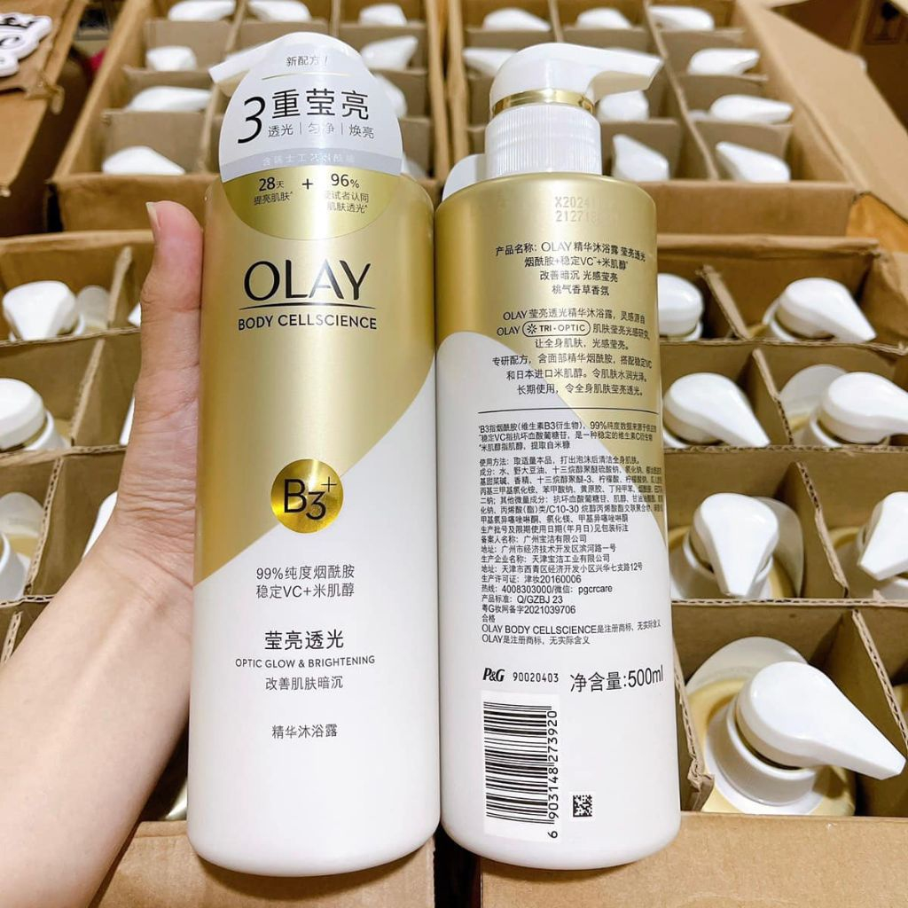 Sữa Tắm OLAY B3+Vitamin C 500ml Siêu Dưỡng Trắng Da Cấp Ẩm Và Đàn Hồi Cho Da