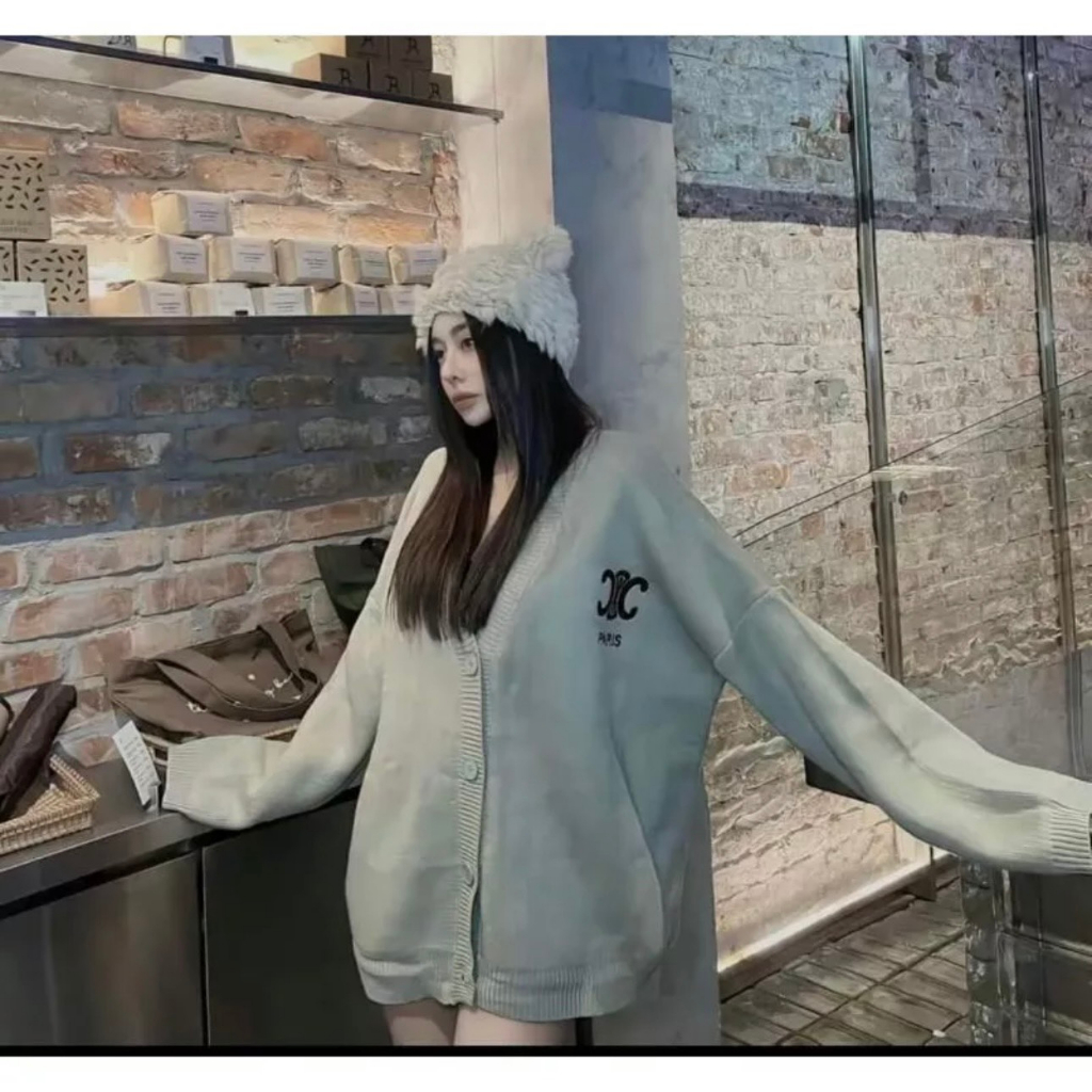 Áo Khoác Cardigan Len C,eline Form Rộng Unisex