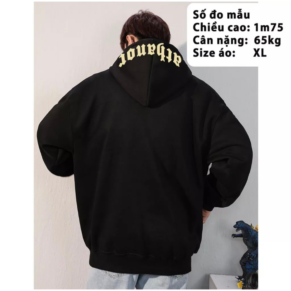 Áo Hoodie Athanor Form Rộng Unisex Mũ 2 Lớp Chất Nỉ Bông 100%