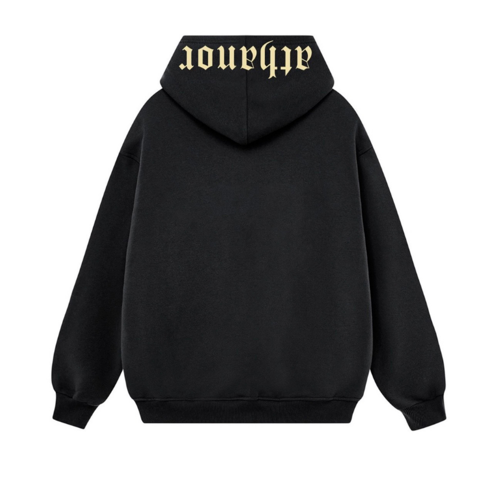 Áo Hoodie Athanor Form Rộng Unisex Mũ 2 Lớp Chất Nỉ Bông 100%