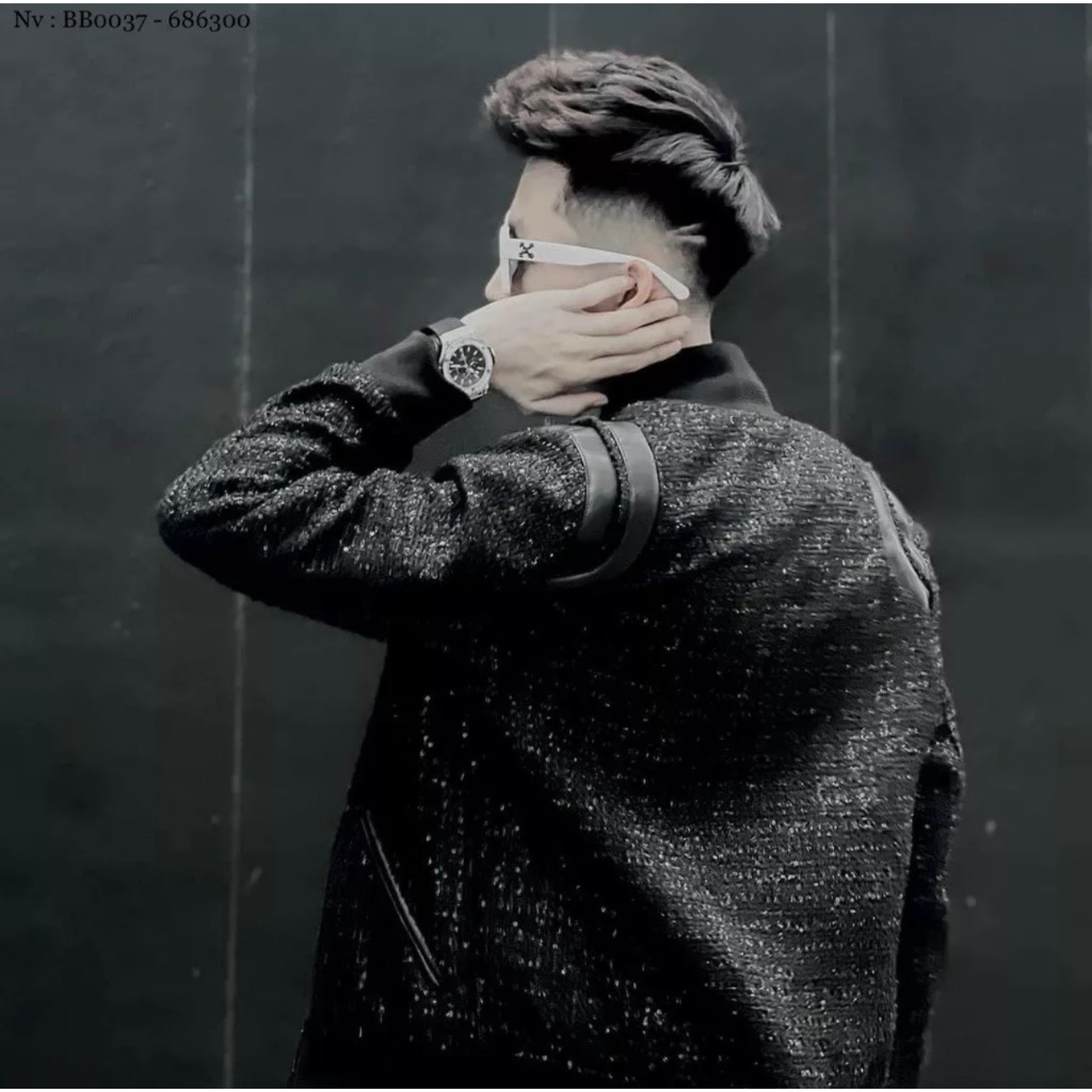 Áo Khoác Bomber Chất Dạ Kim Tuyến Phối Da Hàng Loại 1