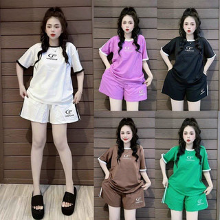 Set bộ short cotton thêu cao cấp