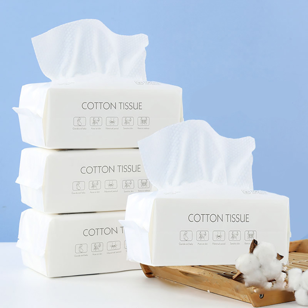 Khăn Giấy Khô Cotton 100% Sợi Bông Tự Nhiên Gói 100 Khăn