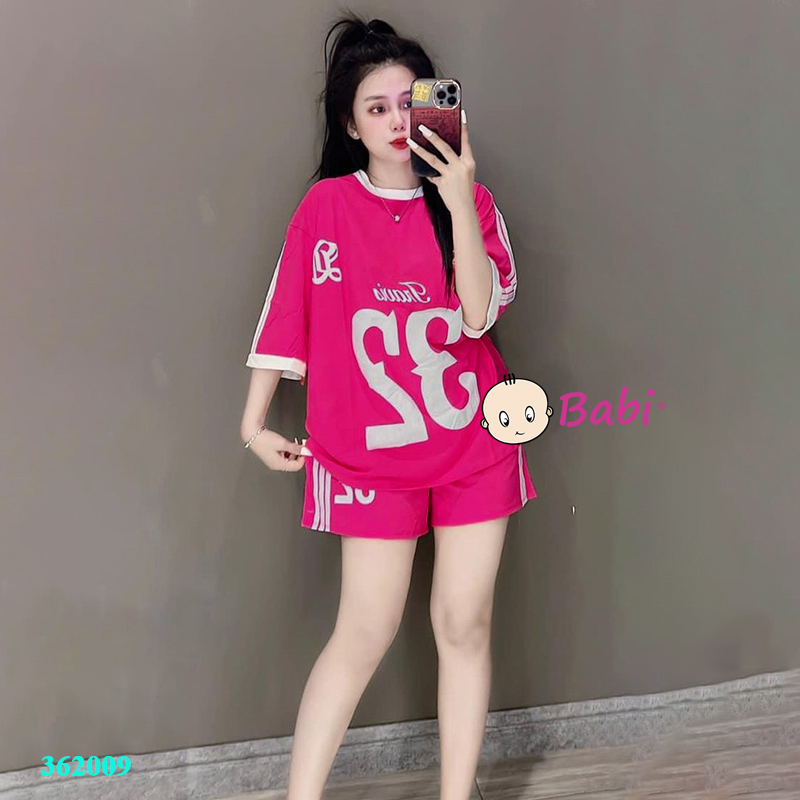 Đồ bé gái và mẹ in số 32, set bộ cộc tay bé gái chất cotton mịn mát, bộ quần áo Babi bé gái mùa hè