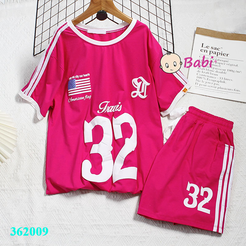 Đồ bé gái và mẹ in số 32, set bộ cộc tay bé gái chất cotton mịn mát, bộ quần áo Babi bé gái mùa hè