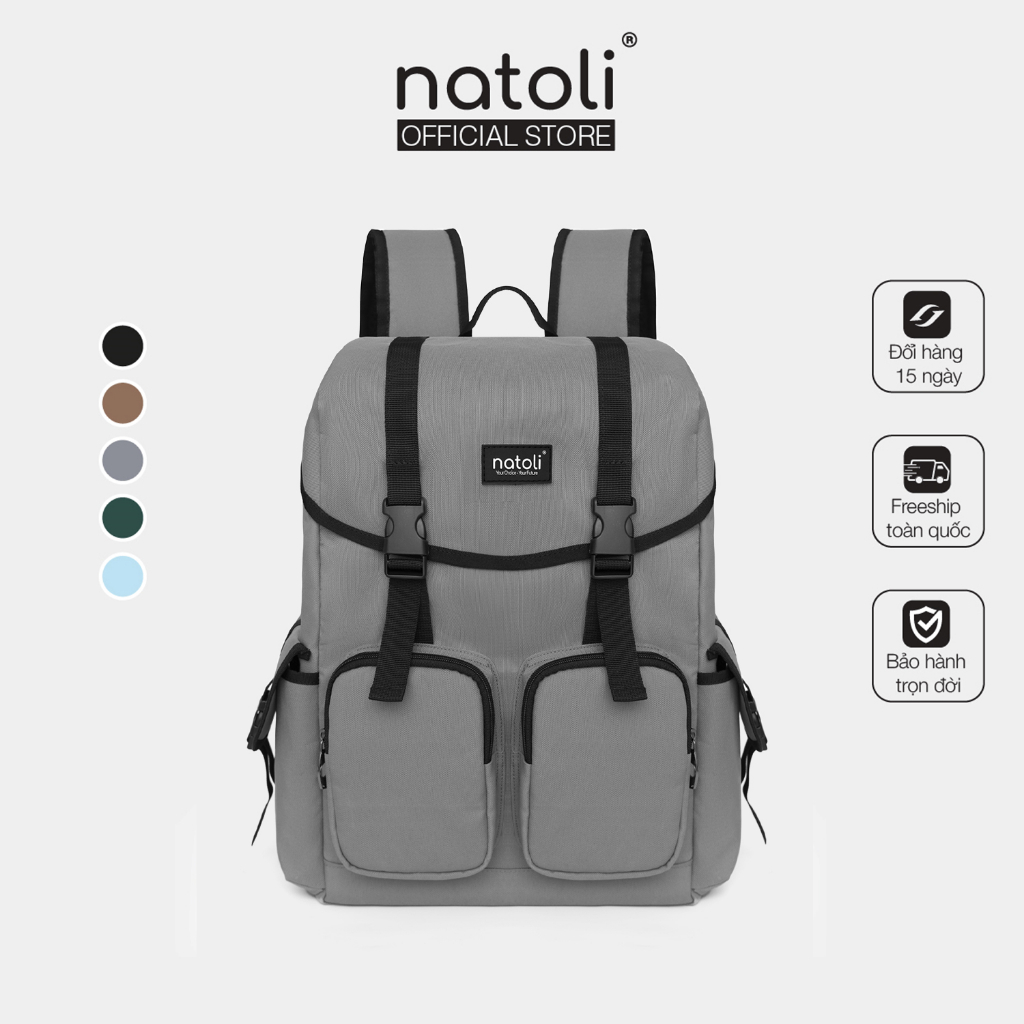 Balo nam nữ Thương hiệu NATOLI đi học nhiều ngăn kháng nước cao cấp - WOLFI BACKPACK B7